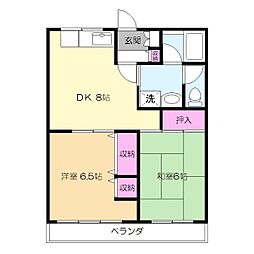 ホワイトアベニュー 2DKの間取図画像