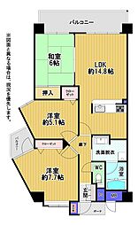 アーサー大橋エクシオ2 3LDKの間取図画像
