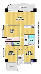 リヴィエール富士見壱番館 3LDKの間取図画像