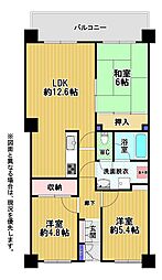 大名サンハイツ 3LDKの間取図画像