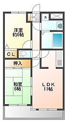 スワンマンション香椎南 2LDKの間取図画像