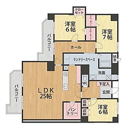リヴィエール戸畑 3SLDKの間取図画像