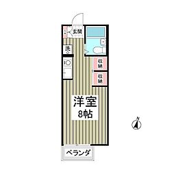 オゼットワールB ワンルームの間取図画像