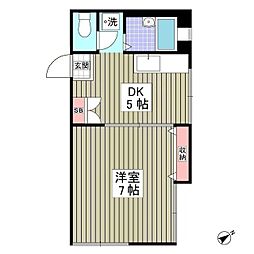NKハイム元郷 1DKの間取図画像