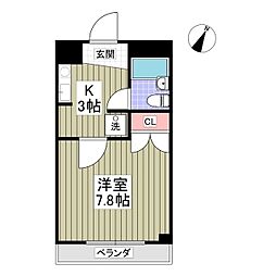 サンエイアームス 1Kの間取図画像