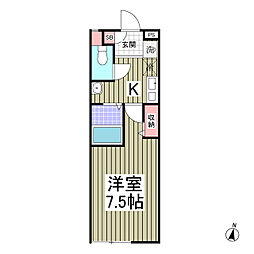 アウル 1Kの間取図画像