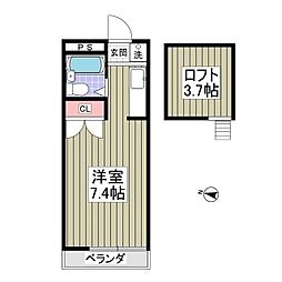 スペースぬるみず ワンルームの間取図画像