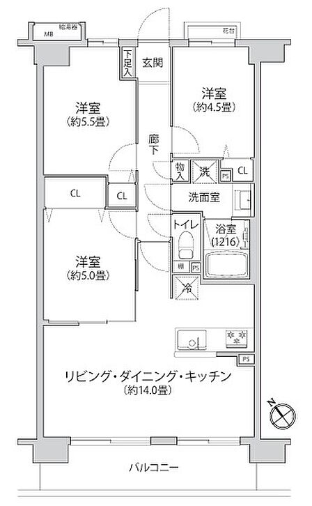 3LDK 間取り