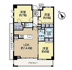 クリオ登戸 3LDKの間取図画像