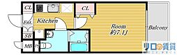 ラクラス新大阪 1Kの間取図画像