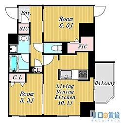 ダイワシティー新大阪 2LDKの間取図画像