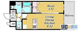 プレサンス新大阪ザ・シティ 1LDKの間取図画像