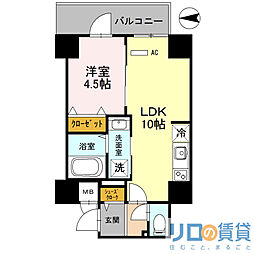アヴニール東三国 1LDKの間取図画像