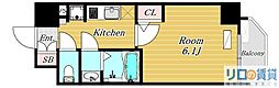 Mv.imp新大阪 1Kの間取図画像