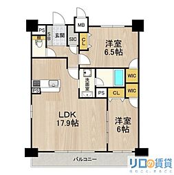 グランルクレ新大阪 2LDKの間取図画像
