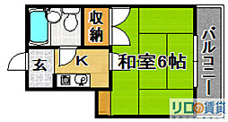 プレアール豊里2 1Kの間取図画像