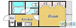 サンフラッツ新大阪別館 1Kの間取図画像