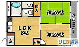 第2淀川ビル 2LDKの間取図画像