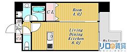 アーバネックス新大阪 1LDKの間取図画像