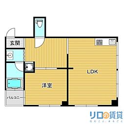第6エンシン北大阪ビル 1LDKの間取図画像