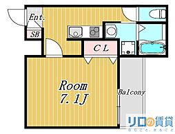 大阪市東淀川区柴島2丁目マンション 1Kの間取図画像