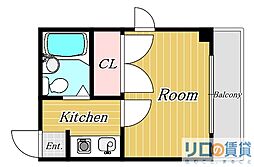 スリーデイズ新大阪 1Kの間取図画像
