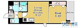 ラルシェパルク新大阪 1LDKの間取図画像