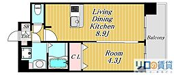 プレサンス新大阪ヴィガ 1DKの間取図画像