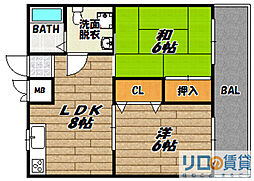 ハイムプレセア 2LDKの間取図画像