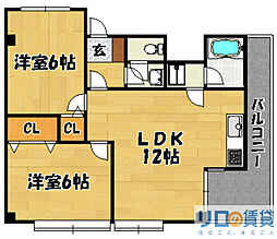 メゾン豊新 2LDKの間取図画像