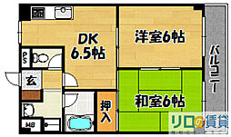 木島マンション 2DKの間取図画像