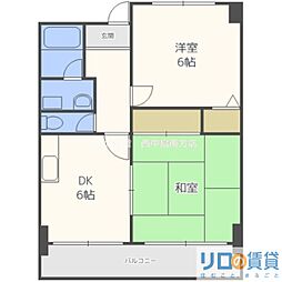 ホワイトハイツ・カドタ 2DKの間取図画像