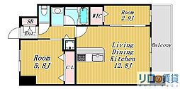スプランディッドライズ新大阪ノース 2LDKの間取図画像