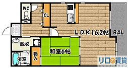 エスパシオ上新庄 1LDKの間取図画像