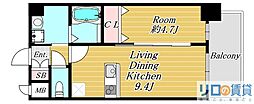 プレサンス新大阪ジェイズ 1LDKの間取図画像