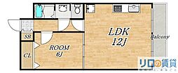 サンフラッツ新大阪 1LDKの間取図画像