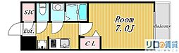 リッツ新大阪 1Kの間取図画像