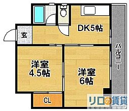 サンヒルズ 2DKの間取図画像