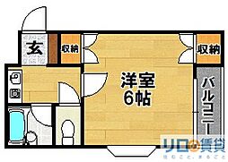 第2クリスタルハイツ 1Kの間取図画像