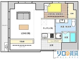 新大阪スターハイツ 1LDKの間取図画像