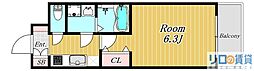 スプランディッド新大阪DUE 1Kの間取図画像