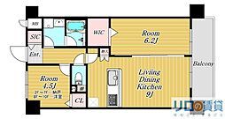 ラフィネール大阪十三 2LDKの間取図画像