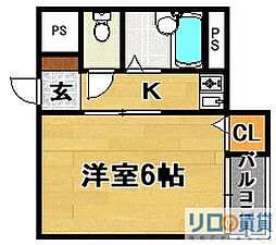 グローリーワン 1Kの間取図画像