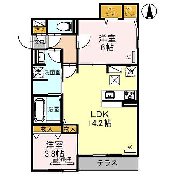 Clashist平野西East 103｜大阪府大阪市平野区平野西6丁目(賃貸アパート2LDK・1階・57.56㎡)の写真 その2