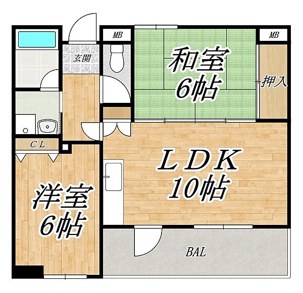 ラポスタ長原 202｜大阪府大阪市平野区長吉長原4丁目(賃貸マンション2LDK・2階・50.34㎡)の写真 その2