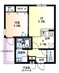 フジパレス加美東II番館 1LDKの間取図画像