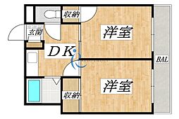 エスパス南巽 2LDKの間取図画像