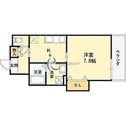 西今川共同住宅 1Kの間取図画像