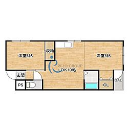 第2タナックマンション 2LDKの間取図画像