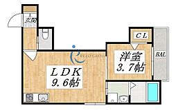 アーバンヴィラ平野 1LDKの間取図画像